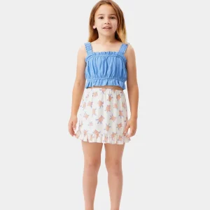 Top corto de niña tirantes azul