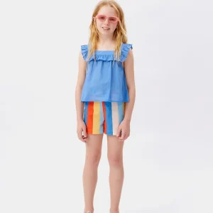 Top de niña volantes azul