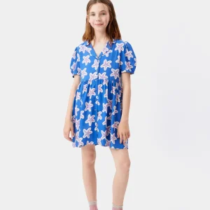 Vestido corto de niña en rayón LENZING™ ECOVERO™ de estrellas