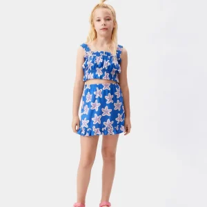 Falda corta de niña en rayón LENZING™ ECOVERO™ de estrellas