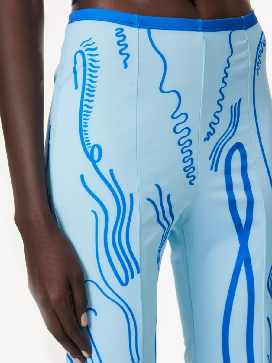 DI PETSA Venus Graphic Print Stretch Blue Shell Trousers - Imagen 5