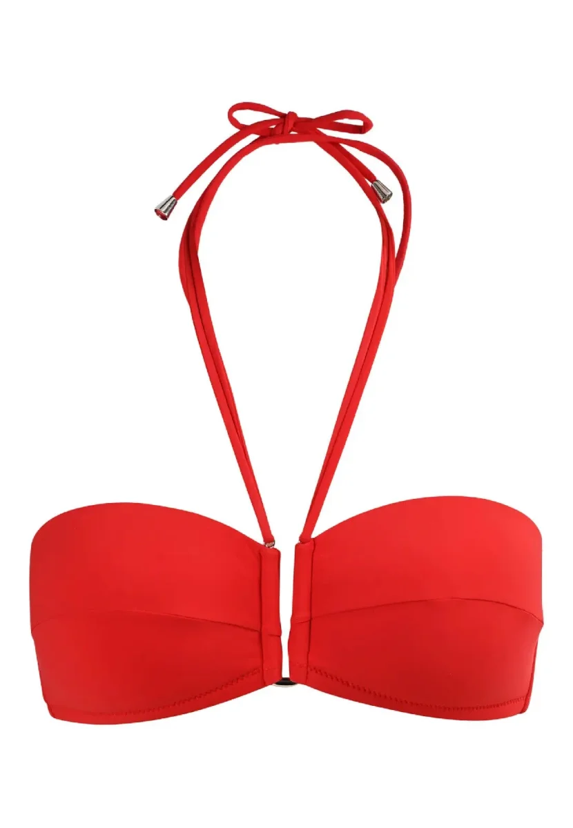 Pain De Sucre Red Halterneck Ring Detail Bikini Top in Lya - Imagen 3