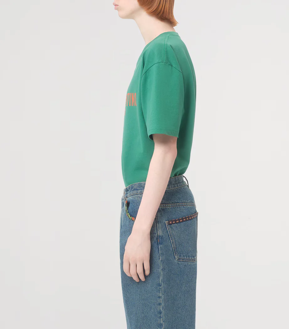 Valentino Green 'Chez Valentino' Print T-shirt - Imagen 5