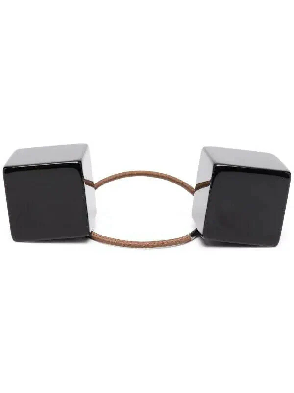 Jacquemus Black Engraved-Logo Cube Hair Tie - Imagen 4