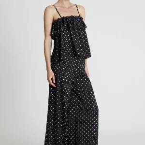 Top estampado de lunares negro