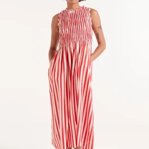 Vestido largo rayas rojas