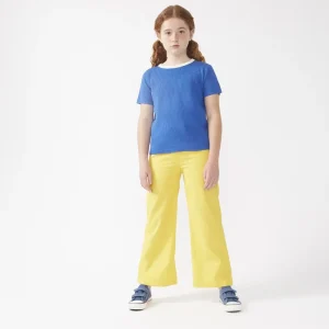 Top de niña punto manga corta azul