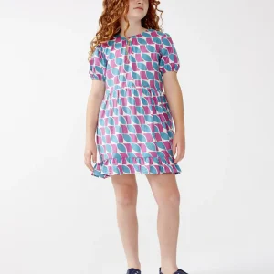 Vestido corto de niña estampado plumas