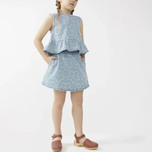 Falda corta de niña vaquera flores