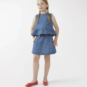 Falda corta de niña vaquera lunares