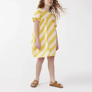 Vestido corto de niña estampado rayas amarillas