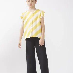 Top de niña estampado de rayas amarillas