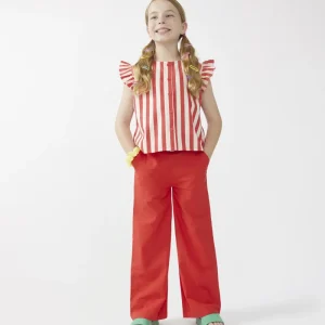 Top de niña estampado de rayas rojas