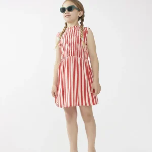 Vestido corto de niña rayas rojas