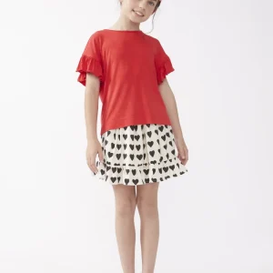 Top de niña con volantes rojo