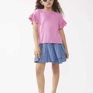 Top de niña con volantes rosa