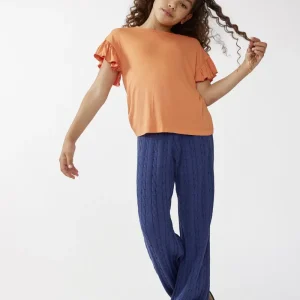 Top de niña con volantes naranja