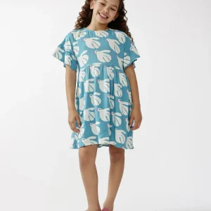 Vestido corto de niña en rayón LENZING™ ECOVERO™ estampado Dove