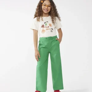 Pantalón de niña recto botones verde