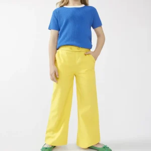 Pantalón de niña recto botones amarillo