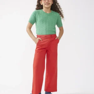 Pantalón de niña recto botones rojo