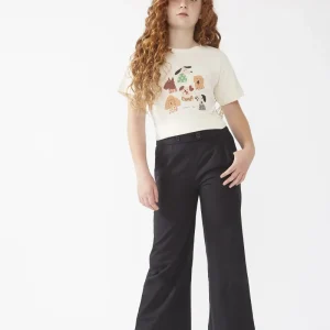 Pantalón de niña recto botones negro
