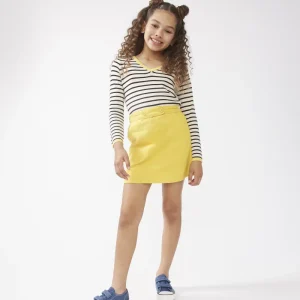 Falda corta de niña botones amarilla