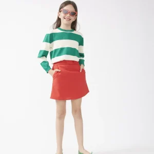 Falda corta de niña botones roja