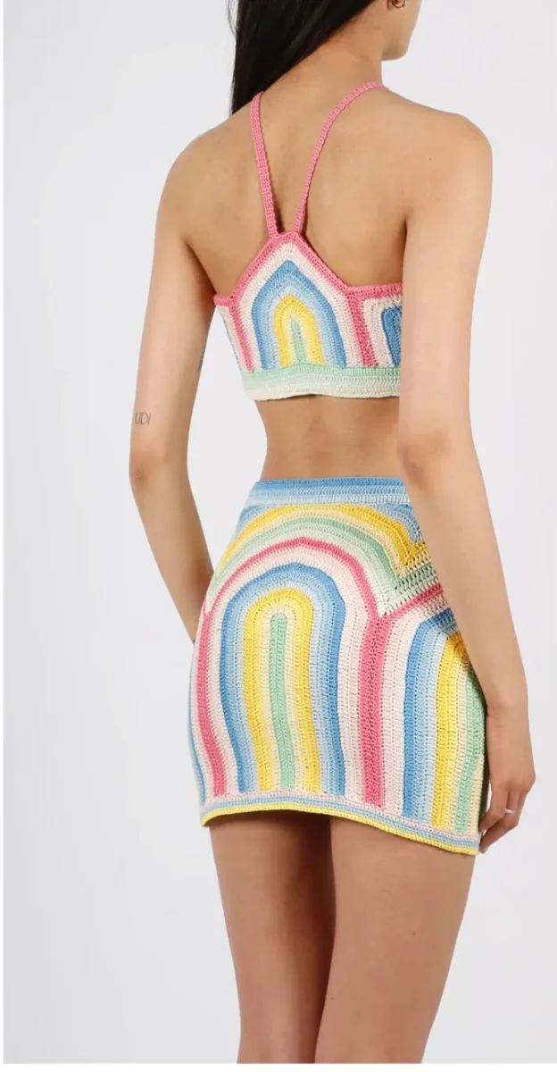 CASABLANCA Tennis Club Pastel Crochet Arch Gradient Top - Imagen 5