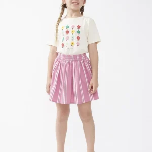 Falda corta de niña rayas rosa