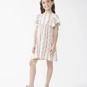 Vestido corto de niña rayón LENZING™ ECOVERO™ con estampado Marina