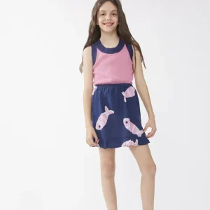 Falda corta de niña rayón LENZING™ ECOVERO™ con estampado Eureka