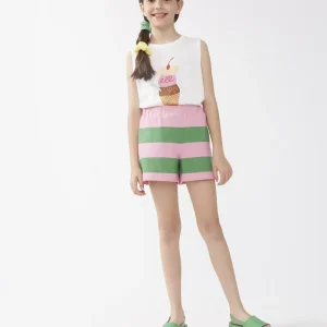Shorts de niña rayas verdes