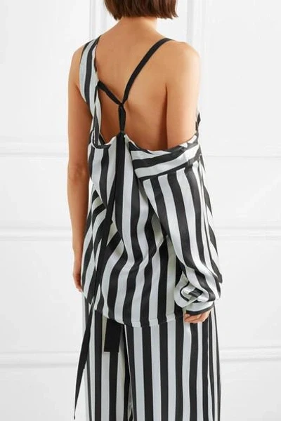Ann Demeulemeester Silk Black & White One Shoulder Top - Imagen 4