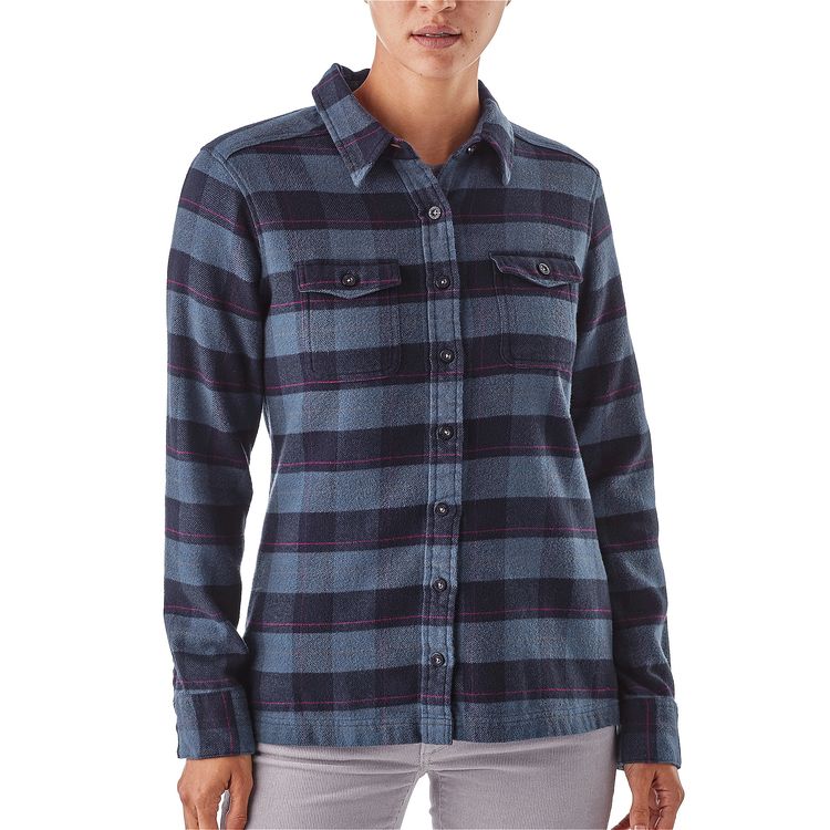 Camisa Manga Larga Fjord Flannel Mujer Azul - Imagen 3