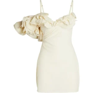 JACQUEMUS La Duna Ruffled Trim Mini White Dress