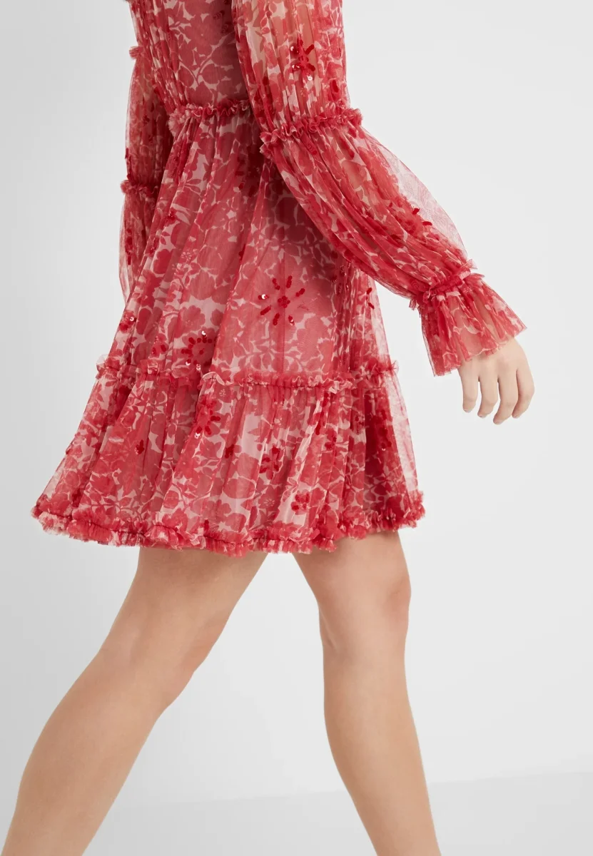 Needle & Thread Red Anya Cherry Flora Long Sleeve Dress - Imagen 4