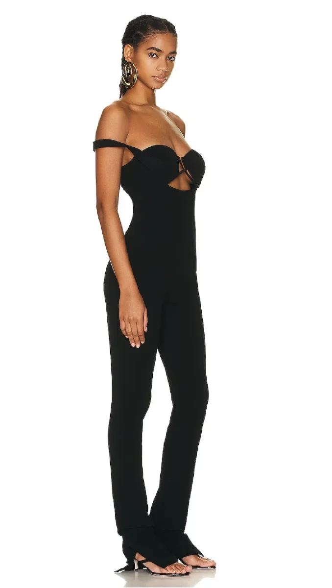 JACQUEMUS Black La Combinaison Bikini Wool Blend Cut Out Jumpsuit - Imagen 5
