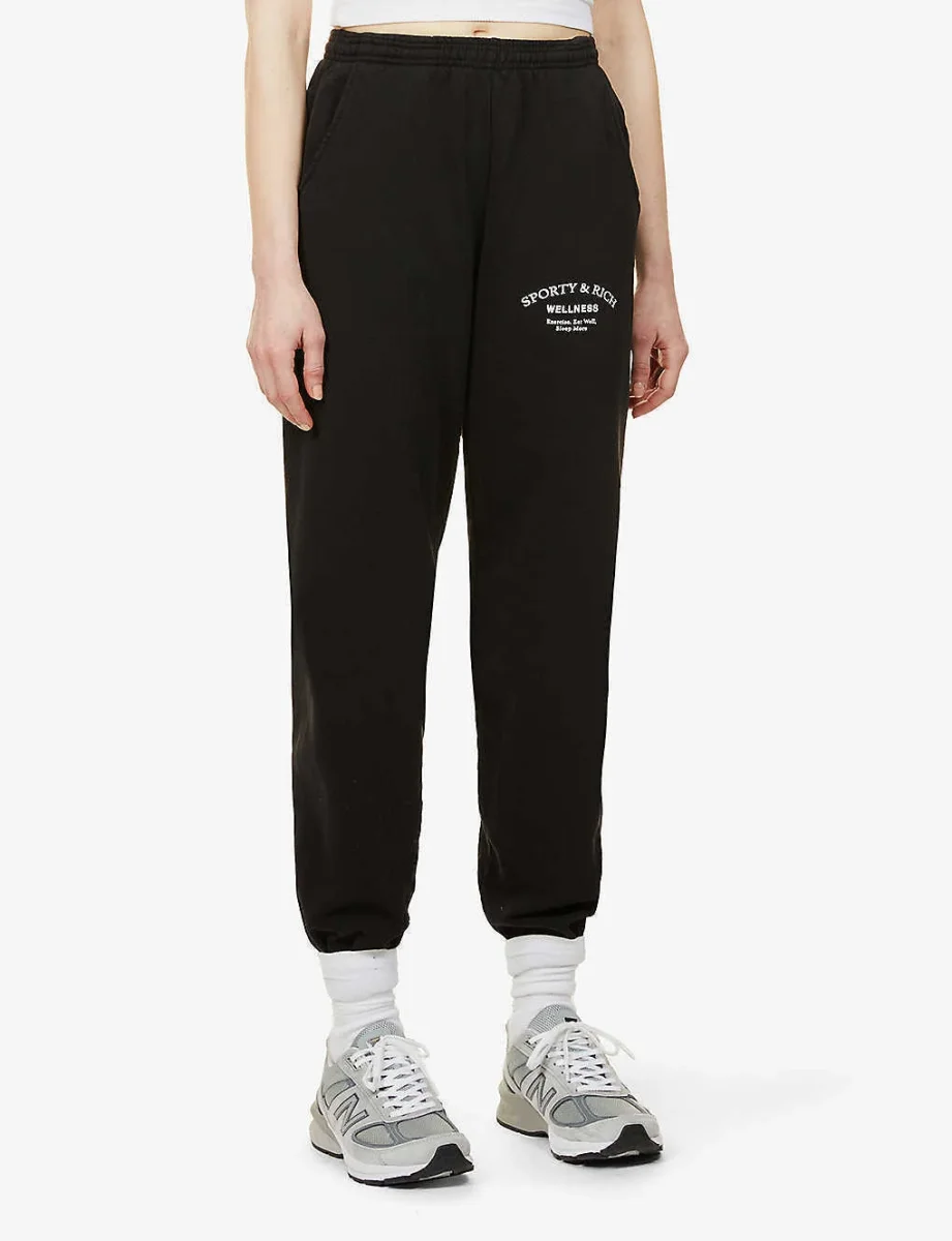 SPORTY & RICH Wellness Studio Black Joggers Track Bottoms - Imagen 7