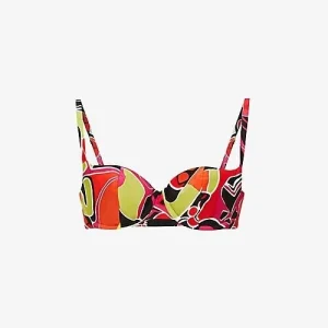MIRROR PALAIS Abstract Print Underwired Silk Balconette Bra Top