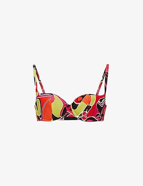 MIRROR PALAIS Abstract Print Underwired Silk Balconette Bra Top