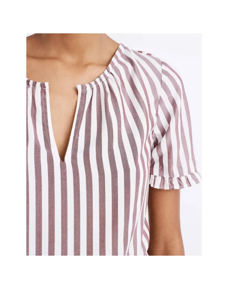 MADEWELL Stanza Ruffle Hem Top in Stripe Top - Imagen 5