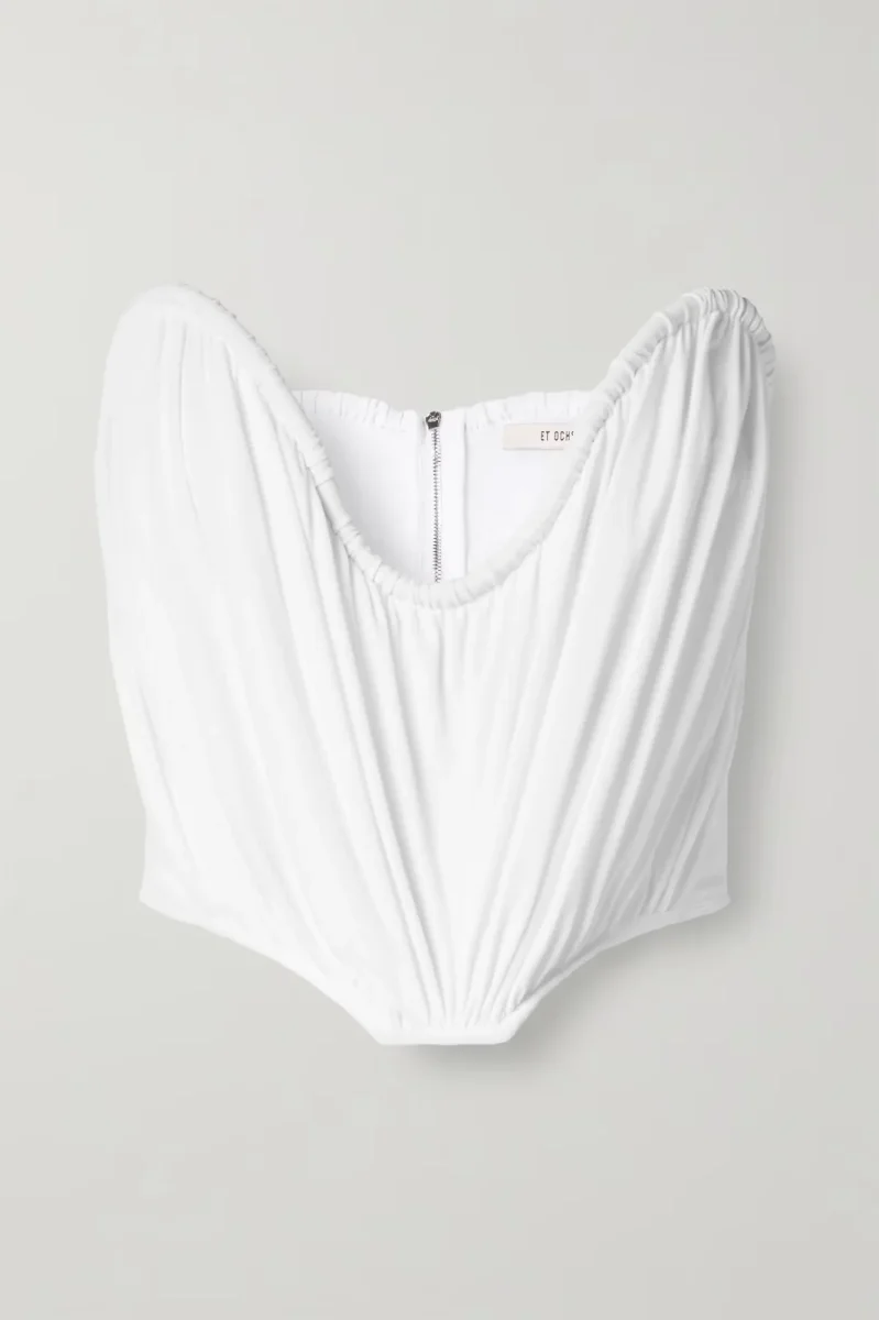 ET OCHS Holly Strapless Gathered Stretch Crepe Bustier Top - Imagen 3