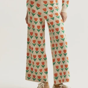 Pantalón punto con estampado Orange Tulip