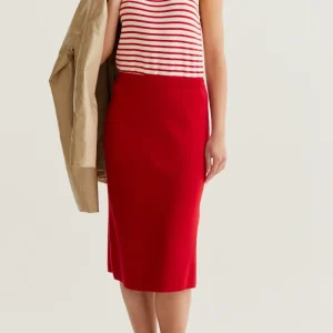 Falda midi punto rojo