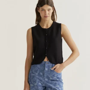 Top chaleco punto negro