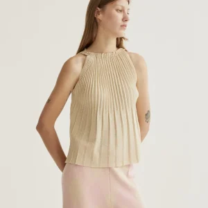 Top plisado beige
