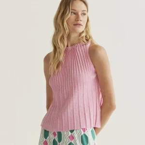 Top plisado rosa