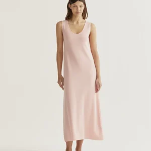 Vestido largo de punto rosa