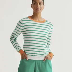 Jersey de punto con estampado de rayas blanco y verde